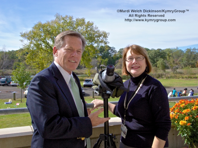 l to r. Stewart  J. Hudson, Vice President & Executive Director of Audubon Connecticut; Deputy Commissioner Susan Whalen. Commissioner in your Corner, Celebrating New Haven Parks; Urban Oases for Birds and Wildlife. Barnard Nature Center, West River Memorial Park, New Haven, CT. ©Mardi Welch Dickinson/KymryGroup. All Rights Reserved.
